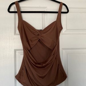 Brown cut out tank top